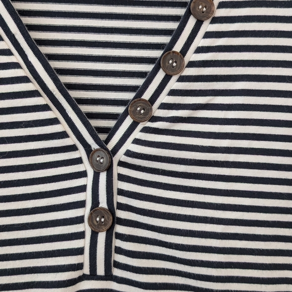 Frame Denim Black and White Striped Short Sleeve Tee - Picture 5 of 6